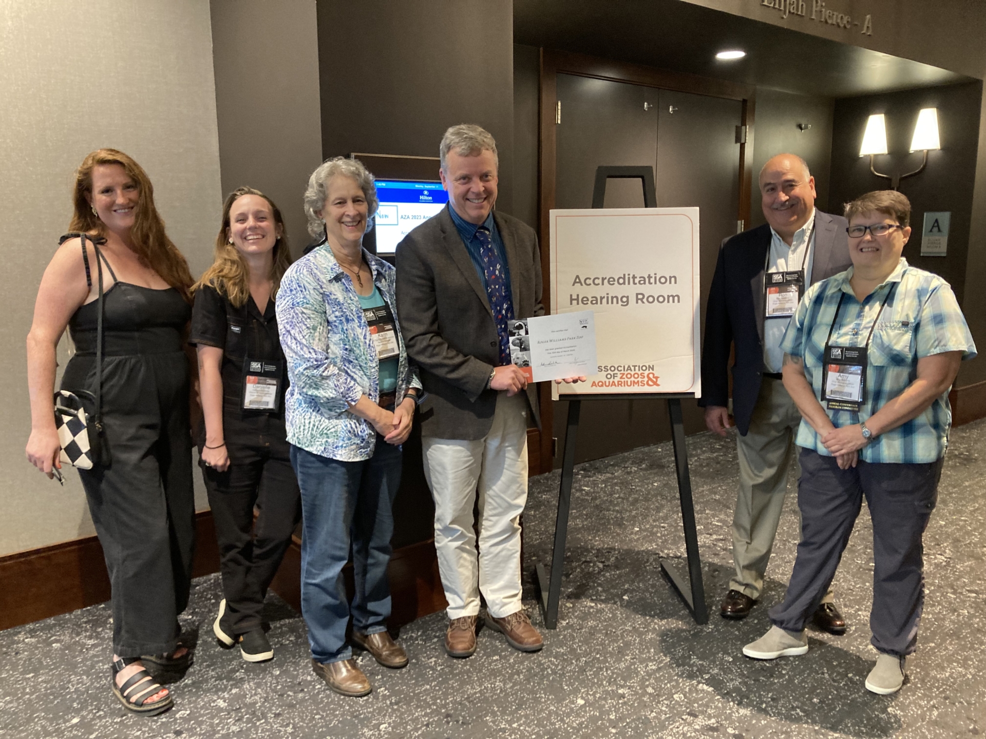 (Left to right) Manager of Volunteer Resources – Andrea Crafton, Director of Visitor Services - Danielle Mosteller, Animal Care Records - Karin Schwartz, Executive Director- Stacey Johnson, Deputy Director- Ron Patalano, Deputy Director for Animal Programs –Amy Roberts.