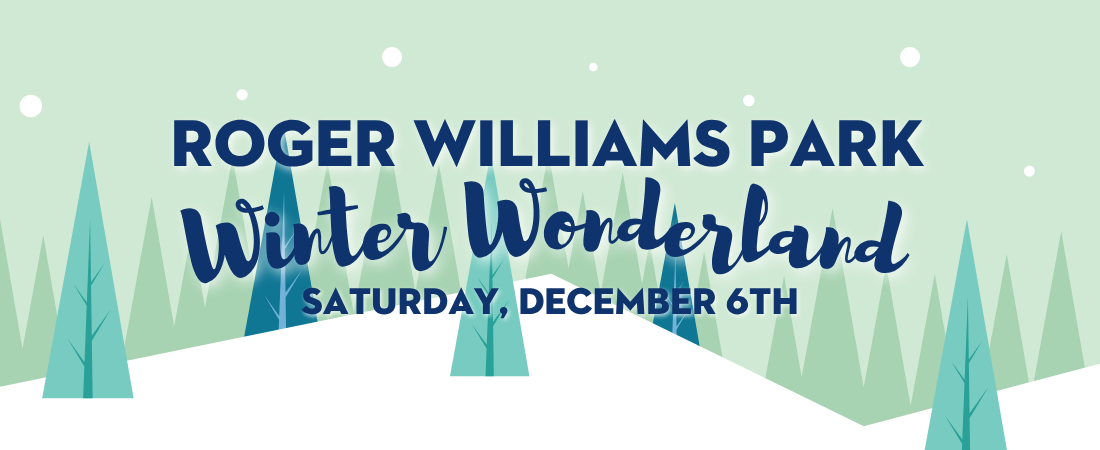 Roger Williams Park Winter Wonderland header logo with trees.